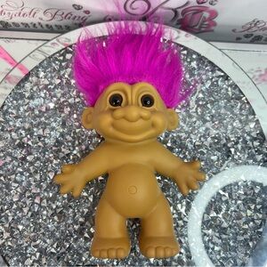 Russ troll large Pink purple neon Haired Brown Troll Figure